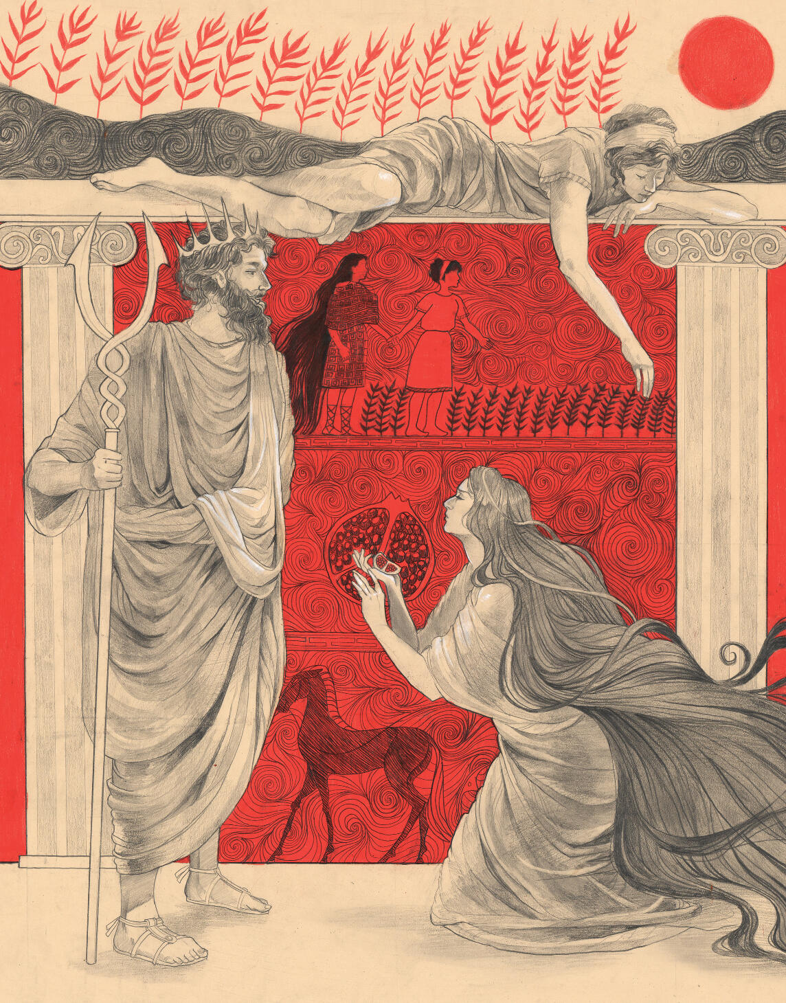 Origin of the Seasons - Colored pencil & graphite, 2024